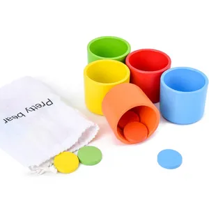 Montessori Rainbow wooden Color Matching Sorting Cups Learning Color Matching Teaching Sets
