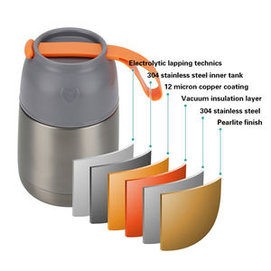 Termo <span class=keywords><strong>de</strong></span> acero inoxidable con aislamiento al vacío, contenedores <span class=keywords><strong>de</strong></span> sopa a prueba <span class=keywords><strong>de</strong></span> fugas con cuchara plegable para comida caliente o fría - Product Image 3