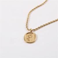 Collier plaqué or 18K pour femme, pendentif à fleur, chaîne porte-bonheur, vente en gros,