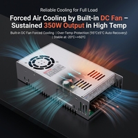 Convertisseur DC-DC 48V vers 24V 350W 14,6A Boîtier en aluminium Efficacité 89% Sortie simple Protection contre les surtensions Utilisation industrielle
