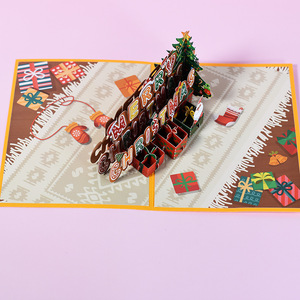 Tarjeta de felicitación navideña plegable de papel con diseño de letras de jengibre en 3D de DAMAI, tarjeta emergente navideña para decoración de regalos de fiesta de Navidad. - Product Image 4