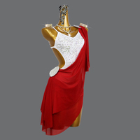 Robe de danse latine rouge pour enfants, costumes de danse, jupes pour filles, scène, femmes, ballet, robe de compétition latine, costume de performance de danse