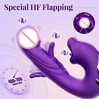 Kovida Klitoris-Stimulator G-Punkt-Lecken Saugen Zunge 3-in-1 Flatternder Teleskop-Sexspielzeug Auberginen-Dildo Vibrator für Frauen