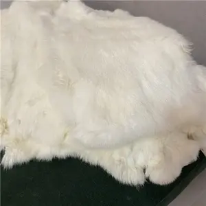高品质白色动物毛皮兔皮地毯材料