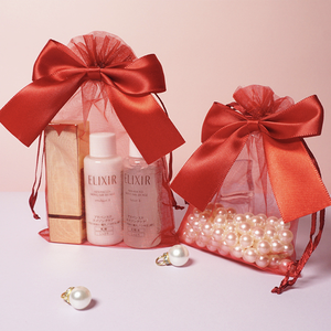 Sacs en <span class=keywords><strong>organza</strong></span> à mailles, sacs à bonbons 9x12/10x15, sac cadeau en <span class=keywords><strong>organza</strong></span> <span class=keywords><strong>rouge</strong></span> transparent avec nœud en ruban, sac en <span class=keywords><strong>organza</strong></span> à cordon pour cosmétiques - Product Image 1
