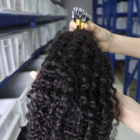 Extensions de cheveux brésiliens vierges Remy 100 % purs, personnalisées directement en usine, 100 grammes, 16-24 pouces, 10A, bouclés crépus, à micro-anneaux