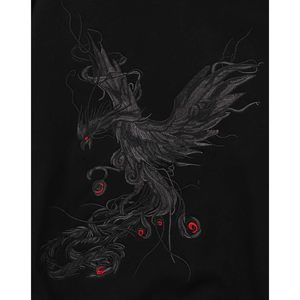 FOXA Men's Embroidered Hoodie Black <b>Dragon</b> Design Regular Sleeve Knitted Polyester Sweatshirt - Product Image 6