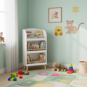 Étagère blanche à 3 niveaux et armoire de rangement de jouets Organisateur de bibliothèque et organisateur de livres pour enfants - Product Image 2