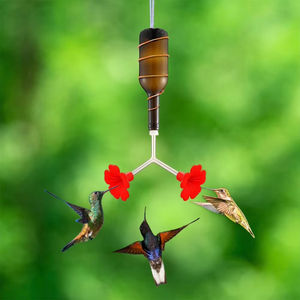 LM LM25520 Comedero Doble para Pájaros de Plástico Impermeable con Diseño Floral, Repuestos para Colibríes, Tapones para Puertos de Alimentación DIY - Product Image 2