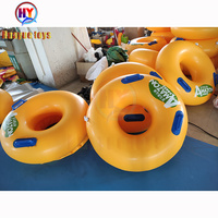 Bouée ronde gonflable en PVC jaune robuste pour parc aquatique, pour une personne
