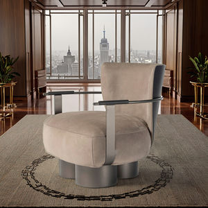 Sillón Individual de Acento Estilo Nórdico con Estructura de Metal y Tapizado en Cuero para Sala de Estar, Lounge o Joyería - Product Image 5