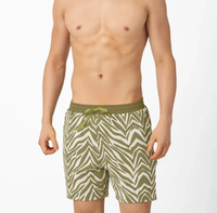 Shorts de bain pour hommes personnalisés en gros, décontractés, à rayures vertes, ultra-extensibles, à séchage rapide, en tissu texturé, écologiques