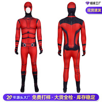 Disfraz de Daredevil de Cuerpo Entero Rojo para Hombre Adulto, Disfraz de Halloween con Capucha, Tirantes Ajustables, Costuras Detalladas con Etiqueta ODM