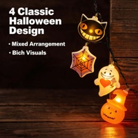 Luces LED de Halloween con Formas Variadas, Gato de Cheshire, Fantasma, Telaraña, Calabaza, Luces Decorativas para Ventanas, Lámpara Colgante de 3m