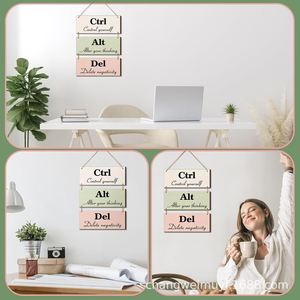 Letrero de Pared de Madera con Diseño 'Ctrl Alt Del', Placa Motivacional de 25cmx10cm, Decoración Rústica para el Hogar, Juego de Varias Piezas - Product Image 2