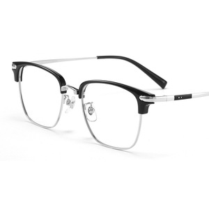 Monturas de gafas retro de media montura para hombre, rectangulares, de titanio puro, anti luz azul 122616 Danyang - Product Image 1