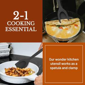 Vente en gros Spatule-pince 2 en 1 en nylon pour cuisine, barbecue, steak, pâtisserie et cuisson - Product Image 4