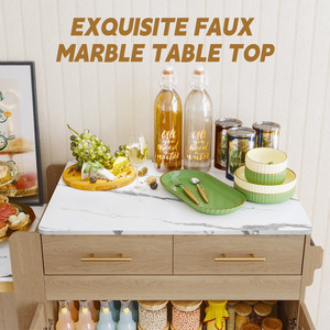 Cross-border home <b>small</b> apartment <b>kitchen</b> island countertop simple wooden storage <b>table</b> hotel restaurant delivery trolley - Product Image 3
