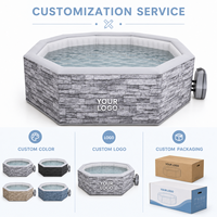 Maßgefertigter 195X70cm Achteckiger Aufblasbarer Whirlpool Spa Tragbarer Outdoor-Massage-Pool für Hinterhof und Garten