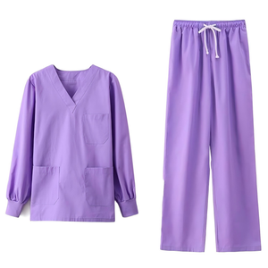 Blouse chirurgicale unisexe en polycoton vert foncé à manches courtes pour hôpital, dentiste, chirurgien esthétique, bloc opératoire - Product Image 2
