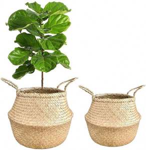 Настенные корзины для хранения в ванной, фетровые, складные, набор из 2 штук, белые, плетеные из ротанга, круглые, 32 дюйма, для фруктов и белья, 2,5 бушеля - Product Image 1