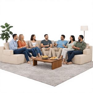 Sofá Moderno Extra Grande D0100XFPDA7, Sofá Seccional con Asientos Profundos, Envasado al Vacío, Fácil Envío para Sala de Estar, Beige Gris Humo - Product Image 1