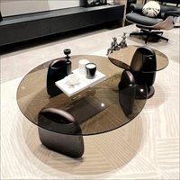 Table basse moderne de luxe léger en verre trempé Shark, design simple et créatif, table à thé minimaliste pour salon