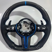 Volant de voiture en cuir et fibre de carbone bleue adapté aux BMW F25 F10 F11 F18 F07 F49 F39 F25 F26 F01 F20 F30 F15 F16 F21 F22