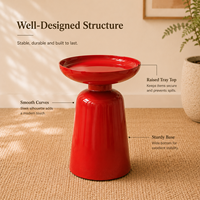 Table basse ronde moderne rouge brillante avec plateau, design en acier, meubles de salon