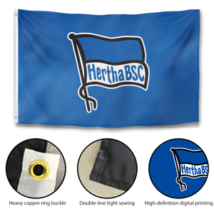 <span class=keywords><strong>Drapeau</strong></span> du club de football Hertha BSC <span class=keywords><strong>Berlin</strong></span> 3x5 pieds, bannière en polyester double face, impression vive et œillets en laiton pour les fans et les événements sportifs - Product Image 3
