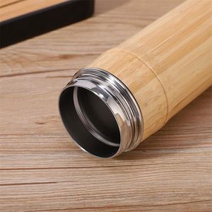 Natural Double-Wall Stainless Steel Insulated Tea Office Bamboo Water Bottle <b>Thermos</b> Vacuum Bottle Mug Flask Tumbler With Lid - Product Image 5