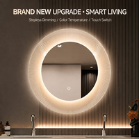 Miroir de maquillage LED intelligent mural, miroir de salon moderne avec interrupteur tactile, anti-buée, lentilles en aluminium, lumière tricolore