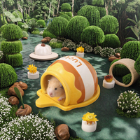 Nouveau Nid en Céramique pour Hamster – Maison d'Été Moderne Écologique et Rafraîchissante avec Design Ours Doré – Anti-Taupe – Fournitures Intérieures et Extérieures