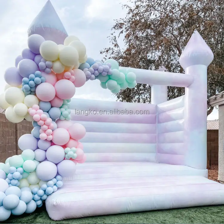 Lâu Đài Bouncy Nhảy Màu Pastel Nhuộm Cà Vạt Nhà Nảy Người Lớn Trẻ Em Cho Thuê Tiệc Tùng