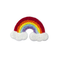 Patch thermocollant personnalisé en tissu chenille brodé 3D arc-en-ciel auto-adhésif fantaisie pour vêtements d'enfants, chapeaux et décorations