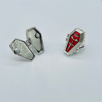 Bague rétro tendance, bijoux punk, croix cercueil rouge, anneaux ouvrables