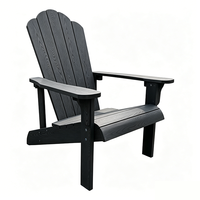 Chaise Adirondack noire moderne et durable en plastique HIPS avec structure en acier, résistante à l'eau et à la corrosion, pour jardin, patio et salon