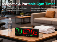Minuteur de sport numérique professionnel, mini, 1,5 pouce, étanche, magnétique, portable, pour entraînement à domicile, avec batterie