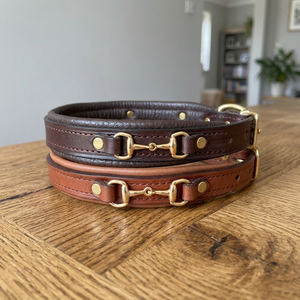 Handmade Highest Quality Genuine Leather Padded <b>Dog</b> <b>Leash</b> Brass Bit Design Eco-Friendly Fashion Rivet Decoration Medium Breed - Product Image 3