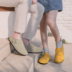 Người đàn ông của phụ nữ Mùa Hè Da Bò da lộn Slide chính hãng Da lót mềm đế dép chống trượt đóng ngón chân thoáng khí thoải mái - Product Image 2