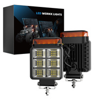 Feu de travail carré à LED pour chariot élévateur avec barre d'avertissement ambre, lampe antibrouillard robuste pour tracteur, excavatrice, SUV, camion
