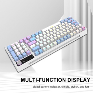 Aangepaste Nieuwe Double Shot 96-toets 96% Rgb Lichtgevende Drie-Mode Waterdichte Gaming Membraan Toetsenbord Digitaal Scherm Scherm Volume - Product Image 5