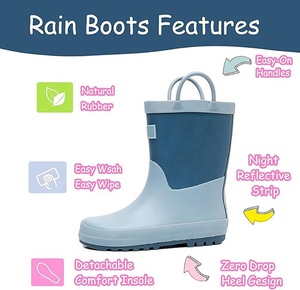 Bottes <span class=keywords><strong>de</strong></span> <span class=keywords><strong>pluie</strong></span> en caoutchouc imperméables pour enfants, bottes faciles à enfiler avec poignée pour garçons et filles, pour l'extérieur, la <span class=keywords><strong>pluie</strong></span> et le jardin - Product Image 5