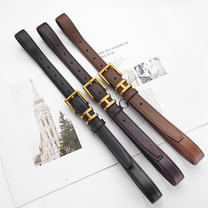 नई रेट्रो मिश्र धातु गोल्डन लेटर एच बकल चमड़े की महिला बेल्ट फैशन सरल बहुमुखी महिलाओं की जींस कमर बेल्ट - Product Image 5