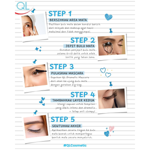 Máscara de pestañas QL Dramatic Waterproof & Curling de 8 ml ofrece una fórmula negra a prueba de manchas con certificación HALAL, que proporciona un volumen intenso. - Product Image 3
