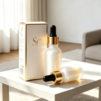Flacon de sérum de 30 ml avec compte-gouttes noir, boîte personnalisée, flacon d'huile essentielle rechargeable, flacon cosmétique vide mat