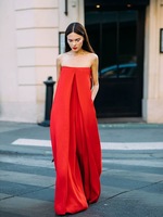 En gros 2025 Nouveautés Femmes Hors Épaule Combinaison Lâche Offre Spéciale Mode Tenue À Jambes Larges Couleur Rouge Printemps Combinaisons