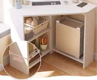 Petite table d'ordinateur portable en bois minimaliste, durable, triangulaire, pour coin d'étude, bureau mural avec rangement pour chambre ou usage étudiant