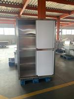 Table de préparation de restaurant en acier inoxydable entièrement soudée avec armoire de rangement et crédence, pour approvisionnement en gros