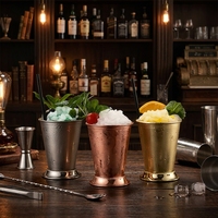 Vente en gros de tasses à Moscow Mule, Mojito et Mint Julep en acier inoxydable, mugs à bière plaqués cuivre, tasses à cocktail Mint Julep classiques pour bar